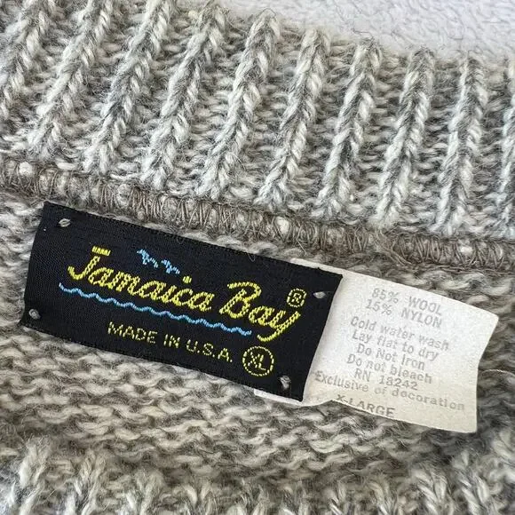 Jamaica Bay Vintage Gray Black Striped Wool Sweater Size XL - Picture 3 of 6